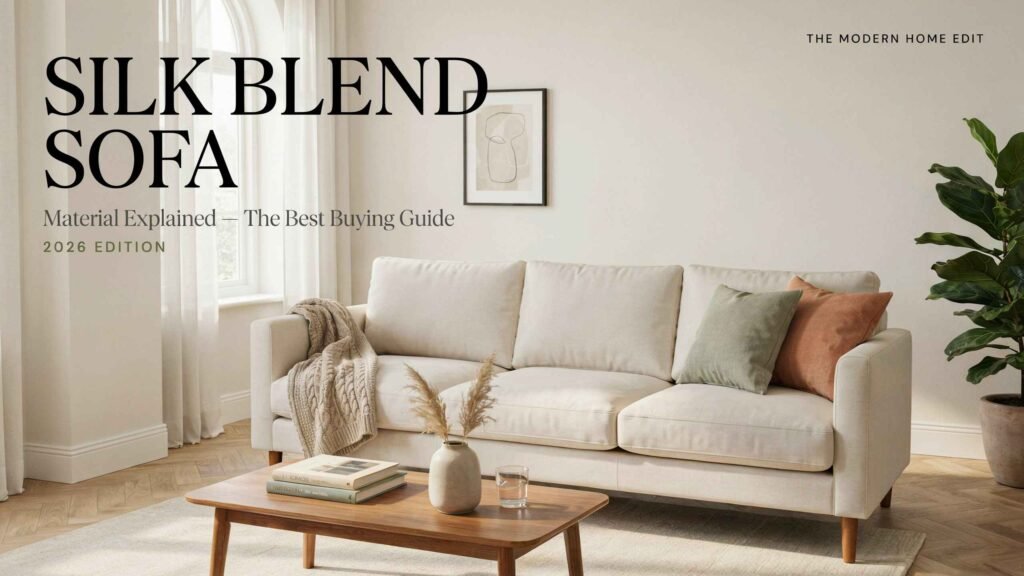 Silk Blend Sofa Material on a modern luxury sofa in a contemporary living room