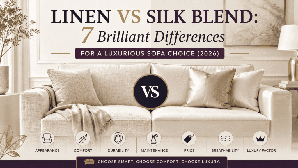 Linen vs Silk Blend sofa fabric comparison for luxury sofa choice