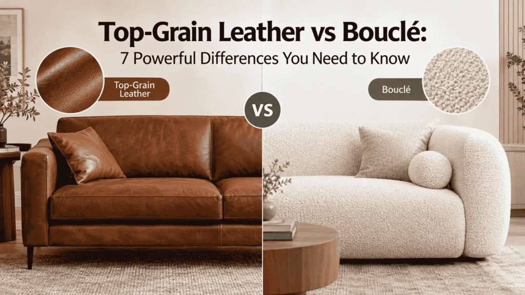 Top-Grain Leather vs. Bouclé Sofa Comparison