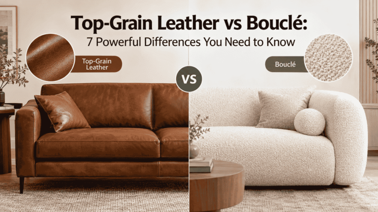 Top-Grain Leather vs. Bouclé Sofa Comparison