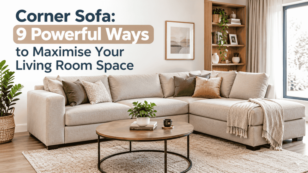 Corner sofa in a modern living room with space-saving design and stylish decor